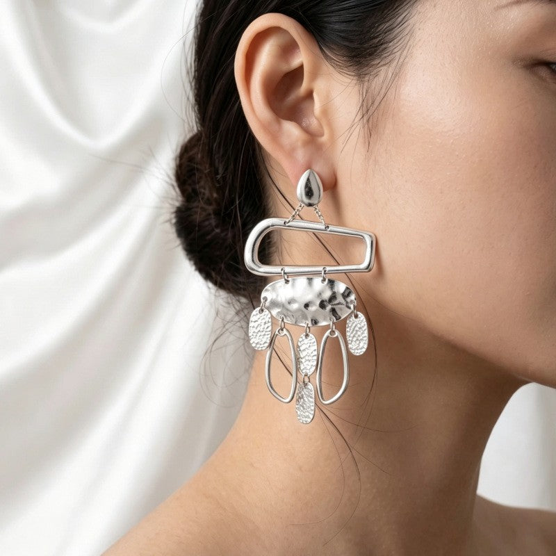 Classy Hammered Leaf Dangle Earrings