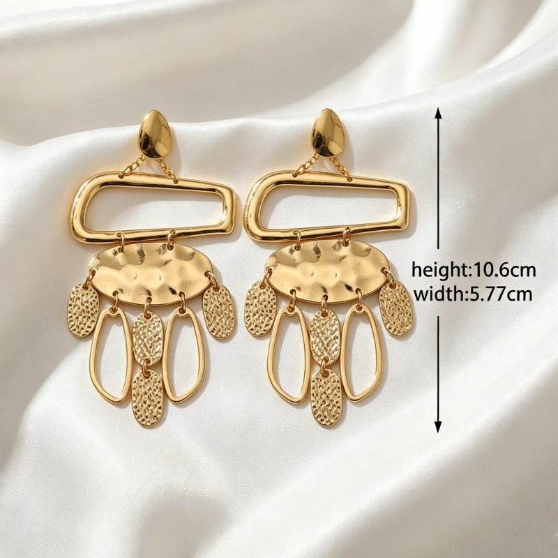 Classy Hammered Leaf Dangle Earrings