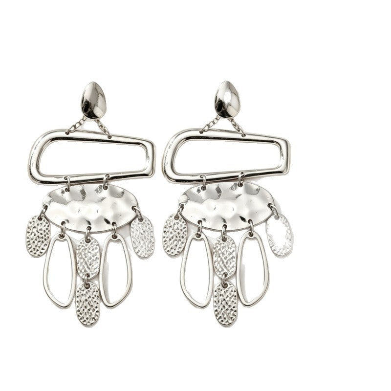 Classy Hammered Leaf Dangle Earrings