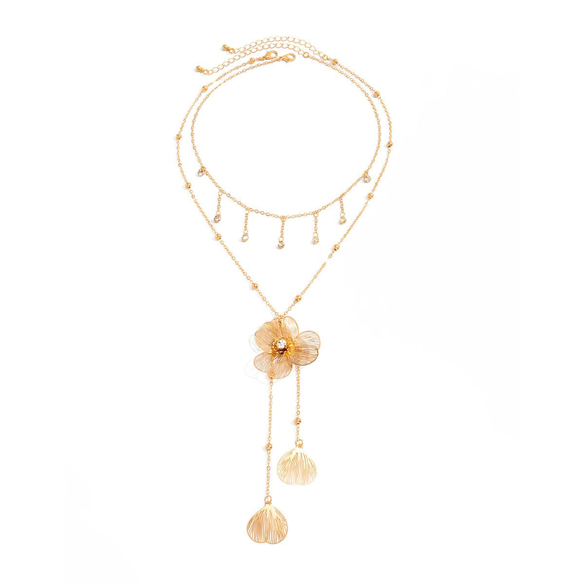 Classy Layered Floral Shell Y-Necklace