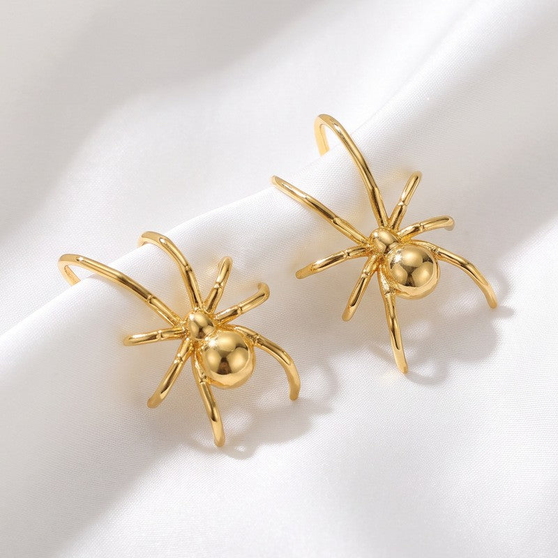 Classy Gold Spider Drop Earrings