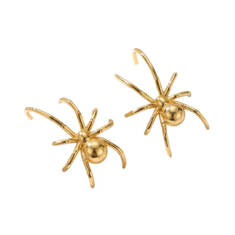 Classy Gold Spider Drop Earrings