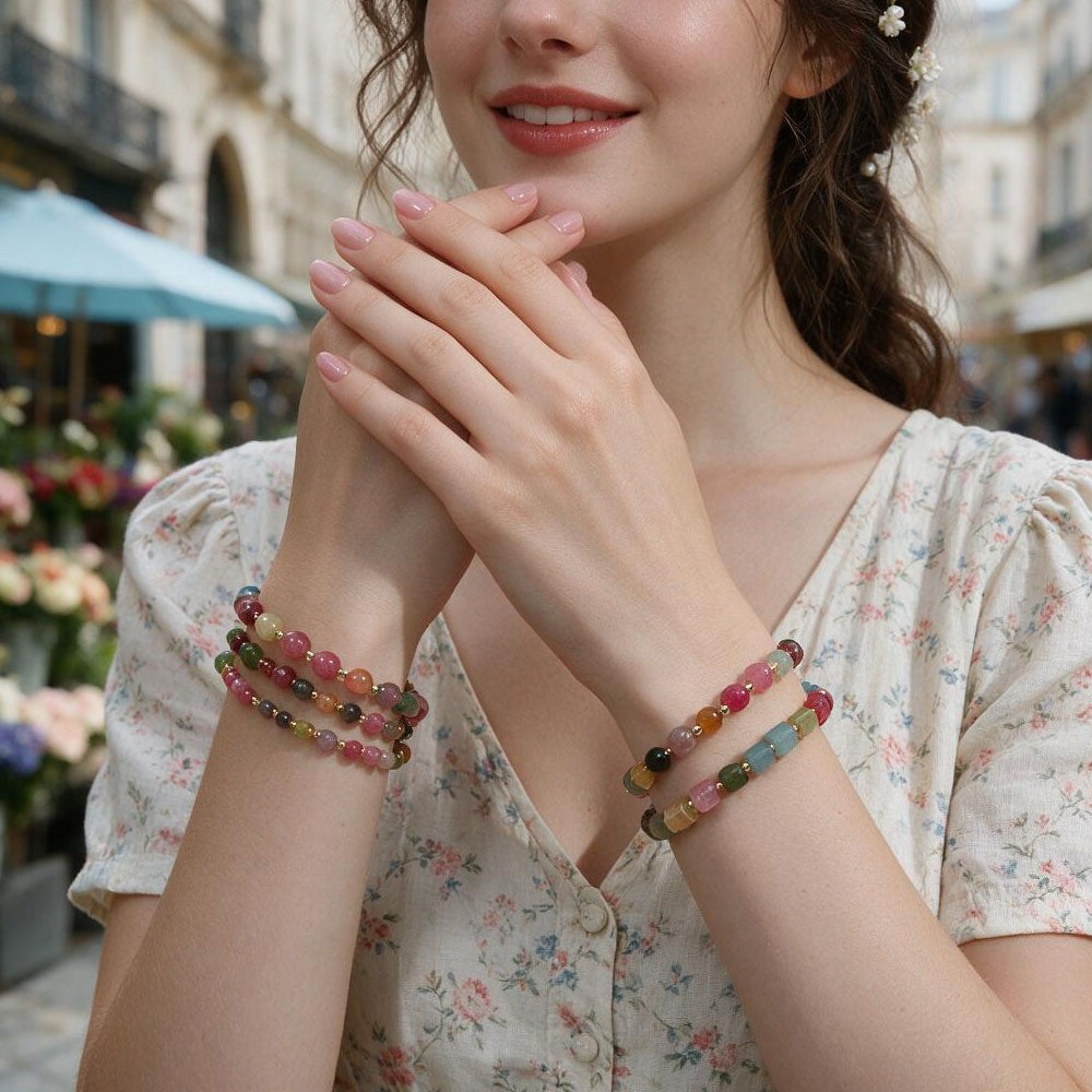 Boho Multicolor Geometric Stone Bracelet Stack