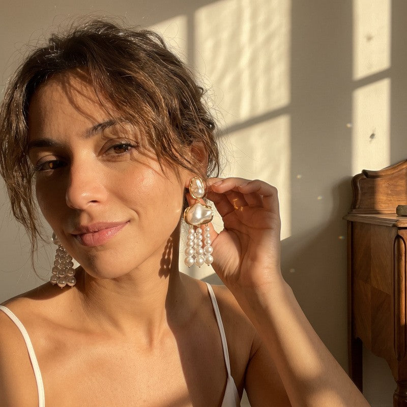 Classy Baroque Pearl Tassel Earrings