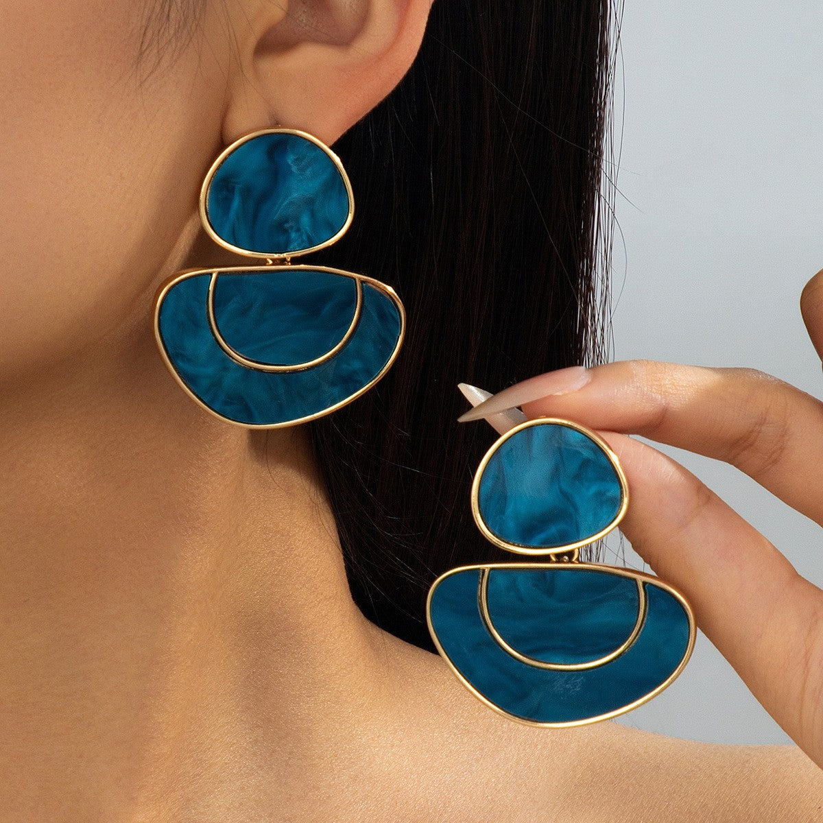 Classy Purple Geometric Tiered Drop Earrings