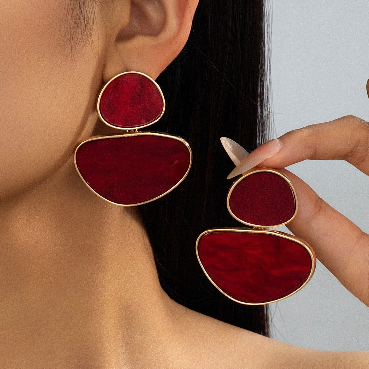 Classy Purple Geometric Tiered Drop Earrings