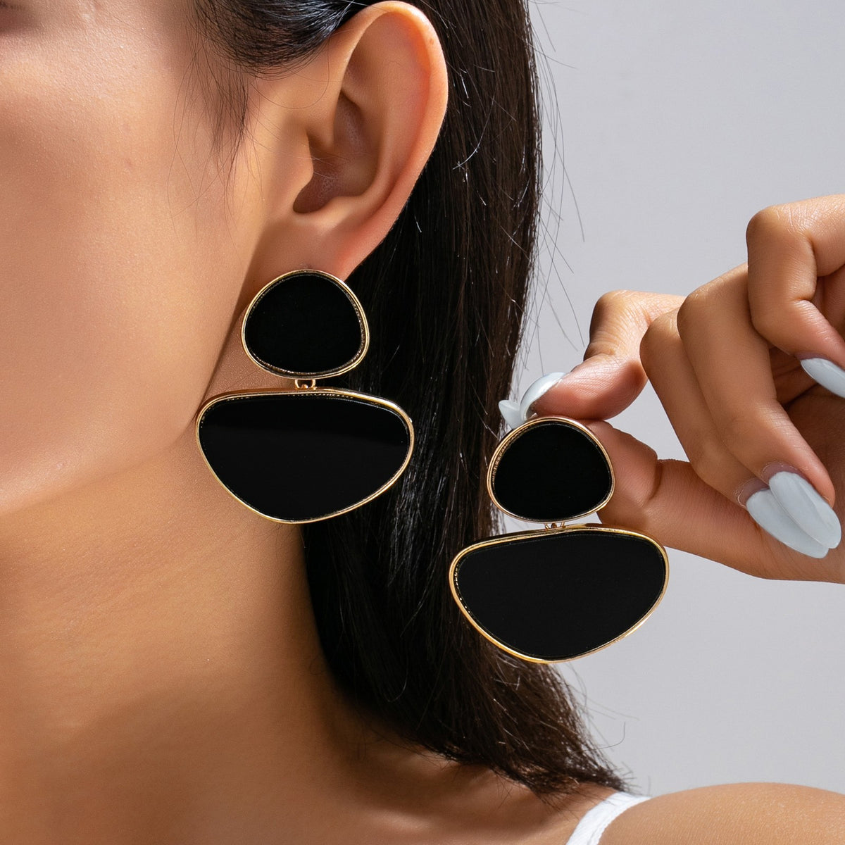 Classy Purple Geometric Tiered Drop Earrings