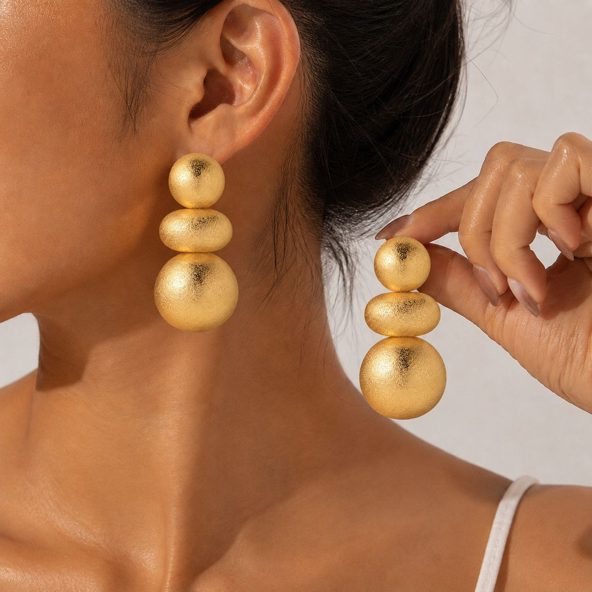 Classy Ribbed Geometric Tiered Drop Earrings