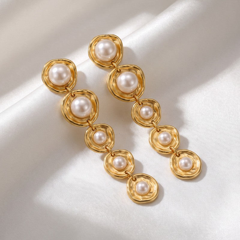 Classy Vintage Faux Pearl Link Drop Earrings