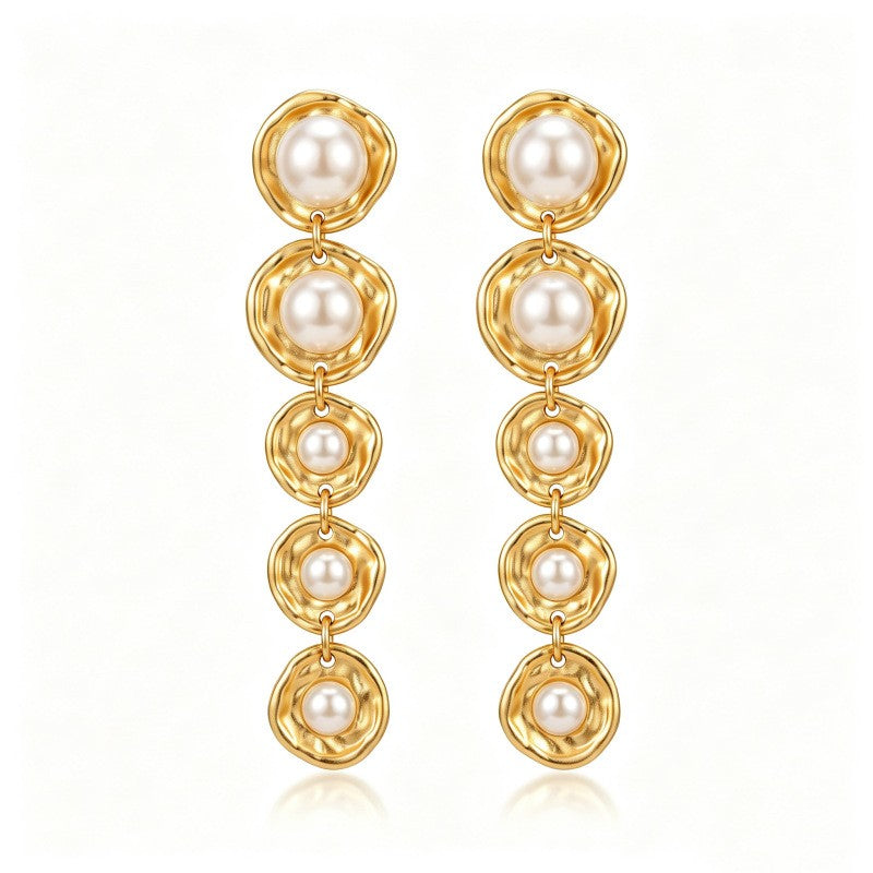 Classy Vintage Faux Pearl Link Drop Earrings