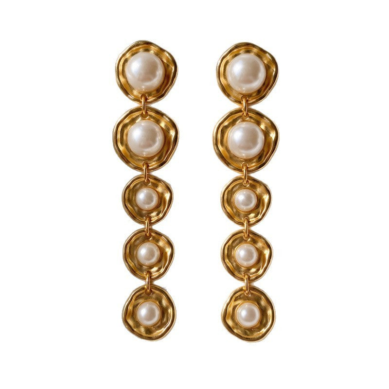 Classy Vintage Faux Pearl Link Drop Earrings
