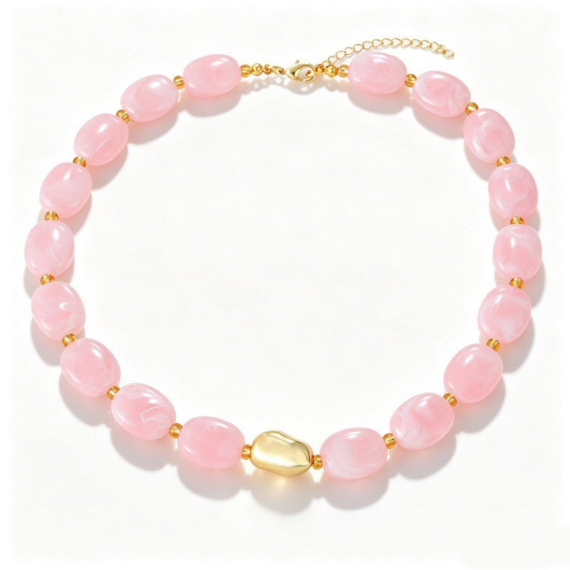 Classy Multicolor Resin Oval Bead Necklace
