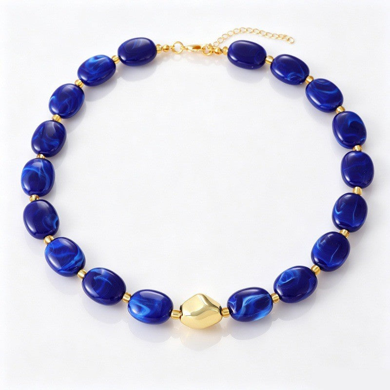Classy Multicolor Resin Oval Bead Necklace