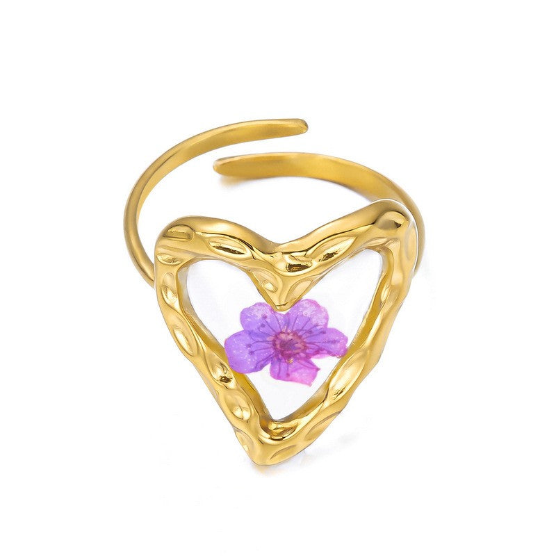 Boho Pressed Flower Resin Ring