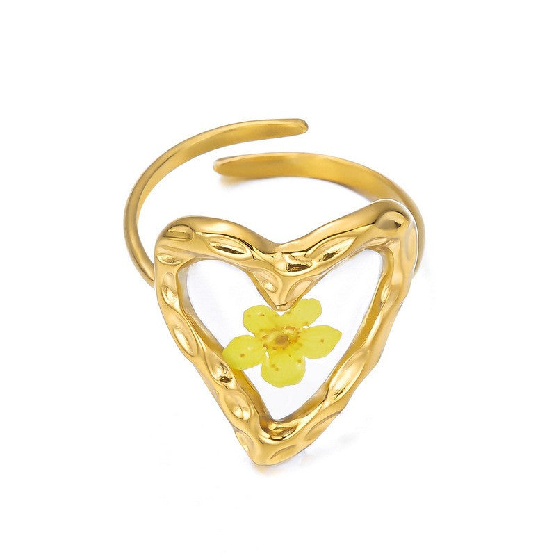 Boho Pressed Flower Resin Ring