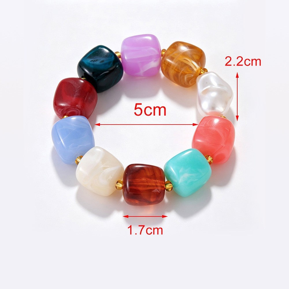Boho Pastel Resin & Pearl Bracelet Set