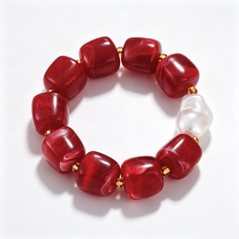 Boho Pastel Resin & Pearl Bracelet Set