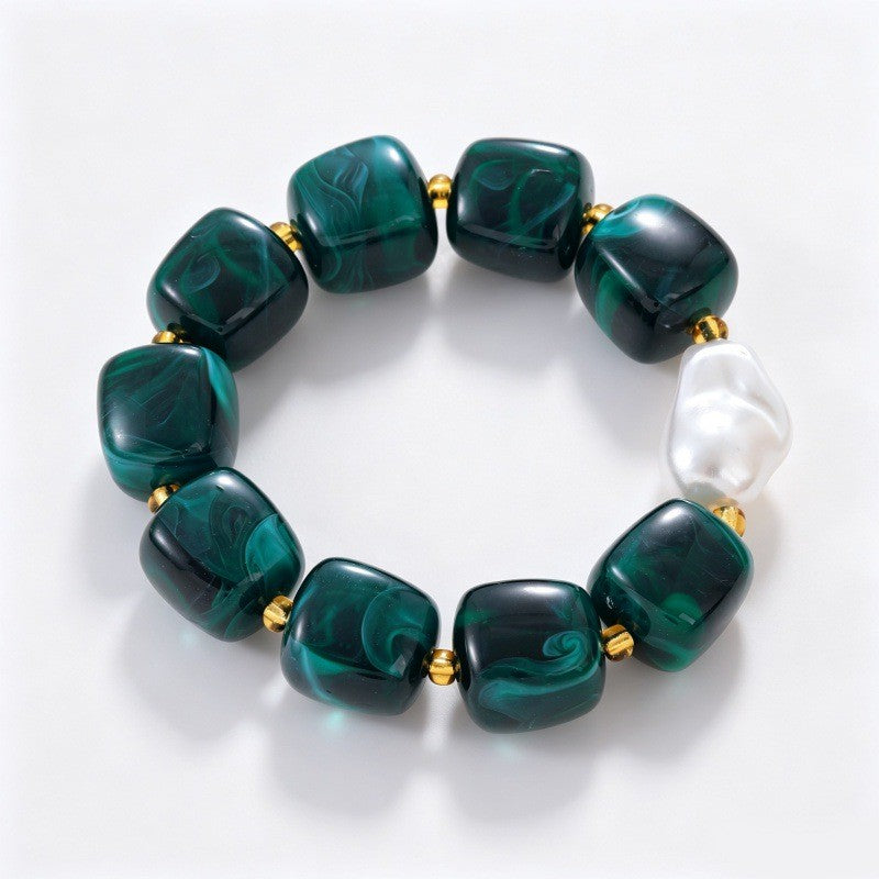 Boho Pastel Resin & Pearl Bracelet Set