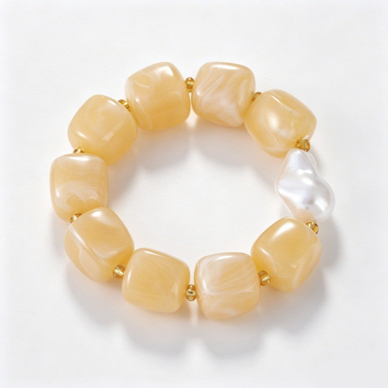 Boho Pastel Resin & Pearl Bracelet Set