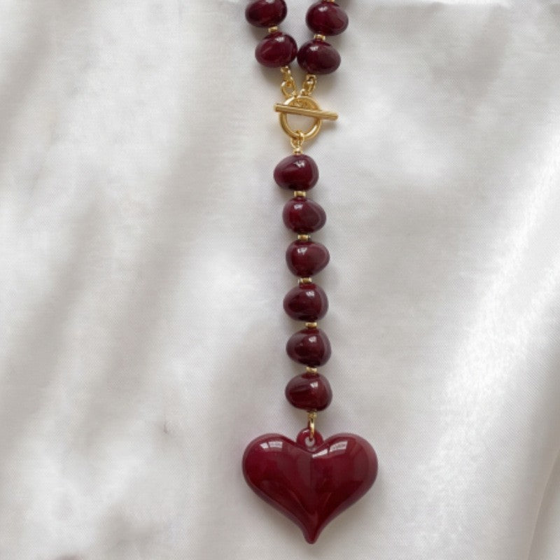 Boho Colorful Resin Heart Y-Necklace