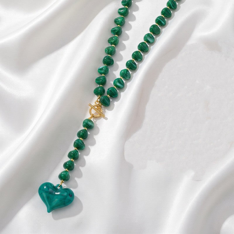 Boho Colorful Resin Heart Y-Necklace