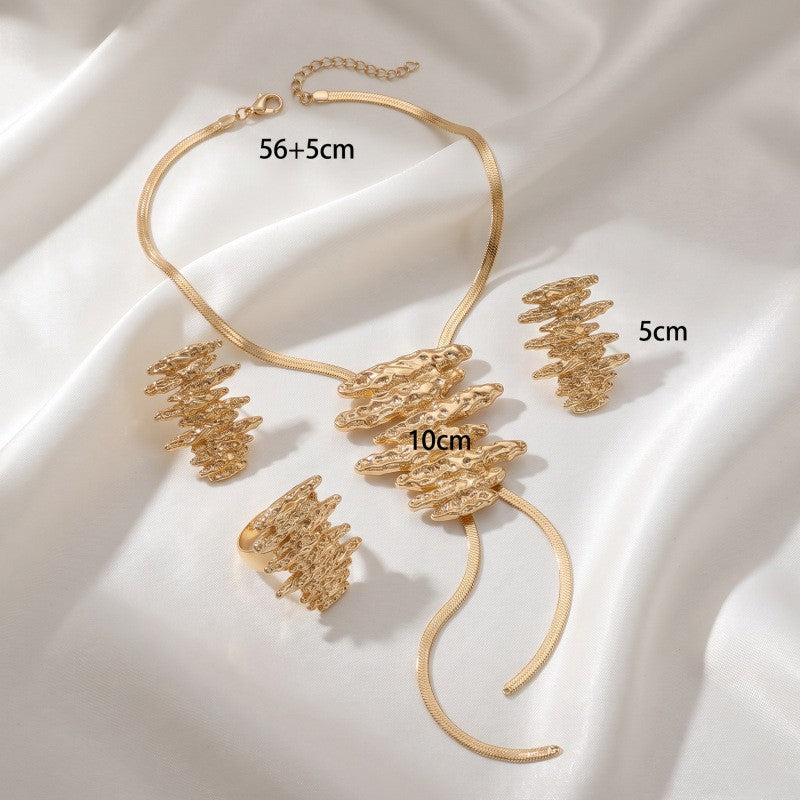 Classy Geometric Lariat Necklace & Earring Set