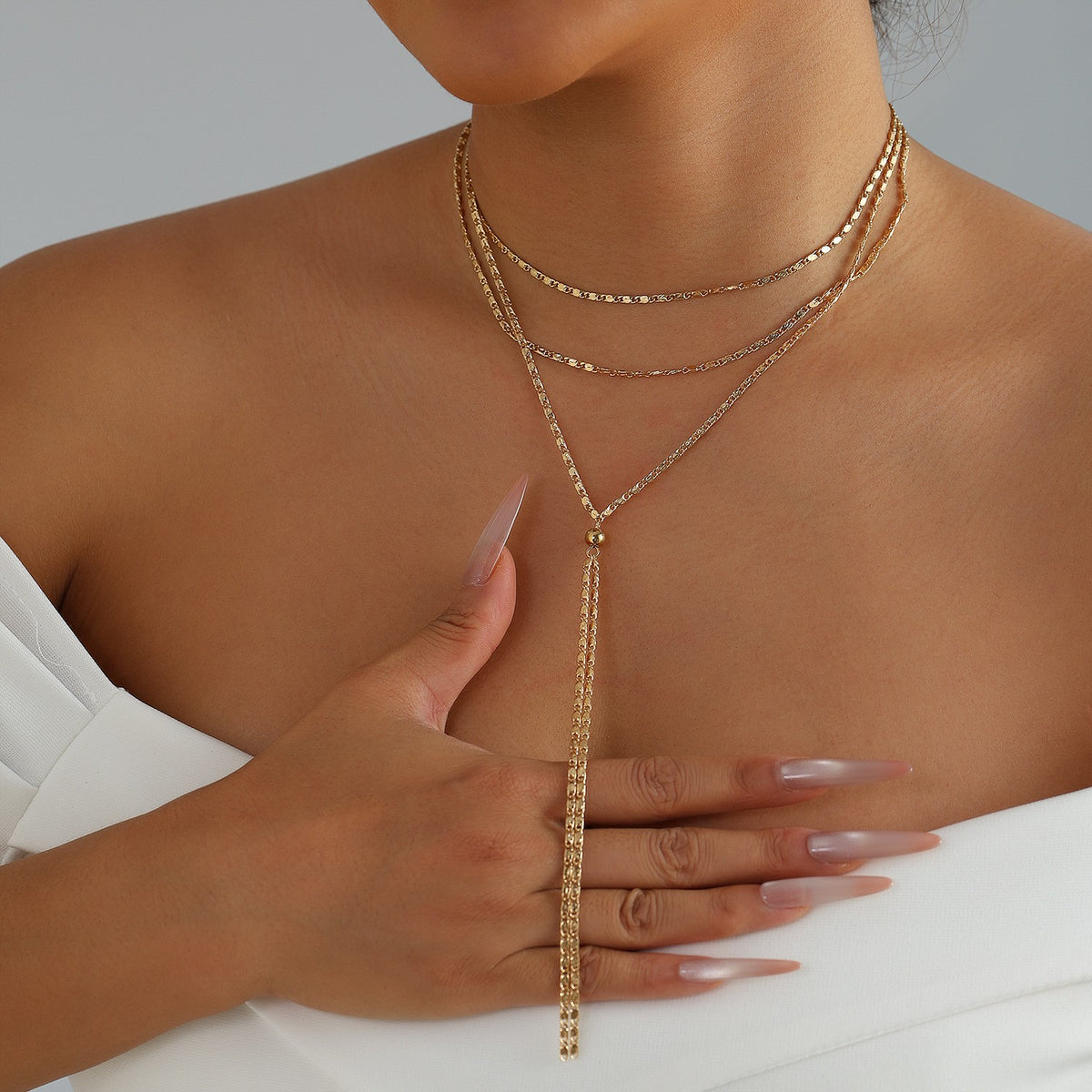 Dainty Layered Y-Drop Chain Necklace