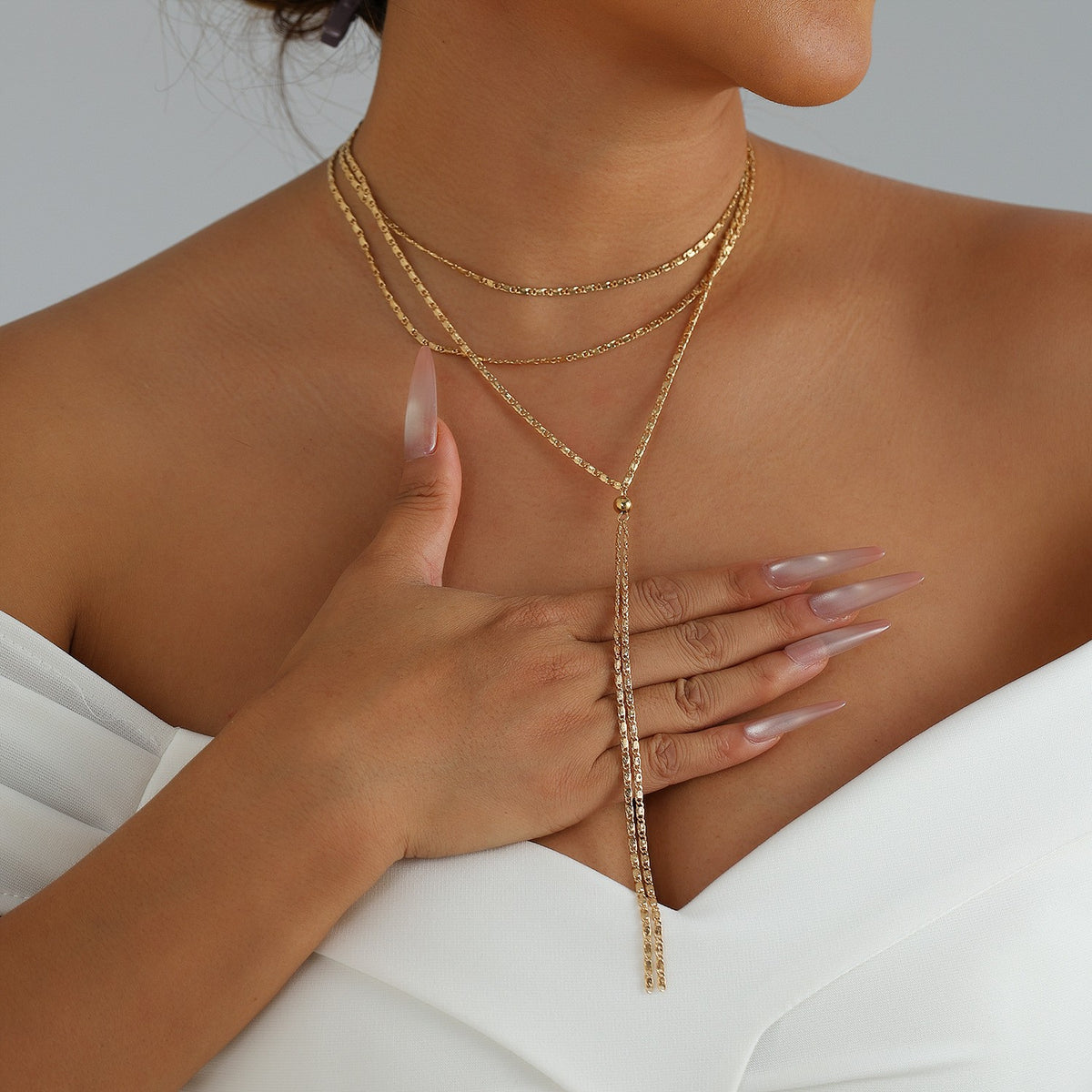 Dainty Layered Y-Drop Chain Necklace