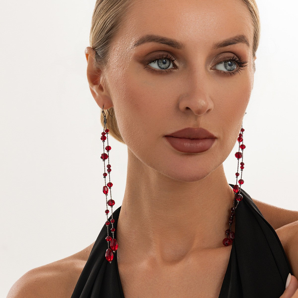 Elegant Geometric Crystal Tassel Earrings