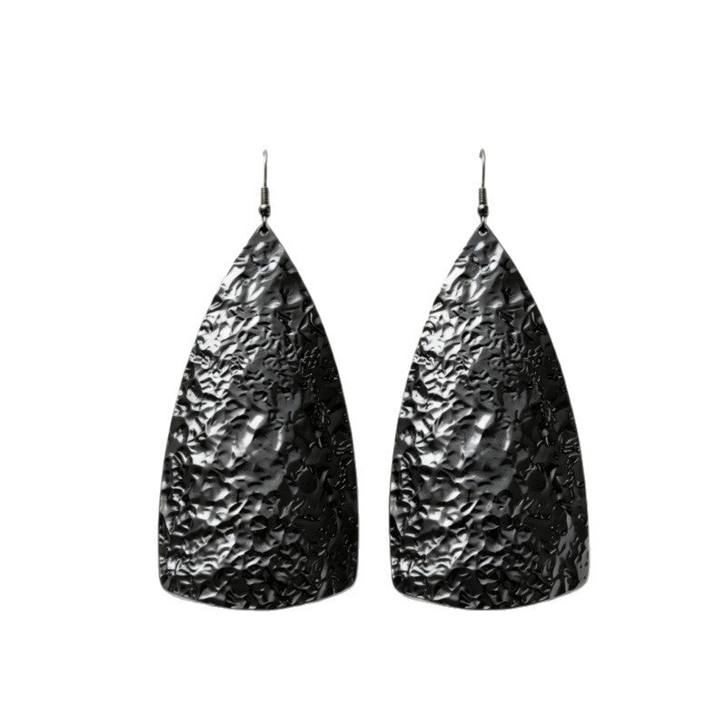 Classy Black Textured Teardrop Earrings