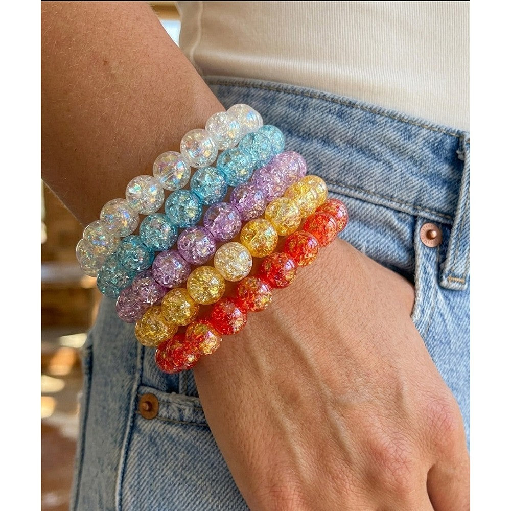 Sweet Iridescent Crackle Resin Bracelet Stack