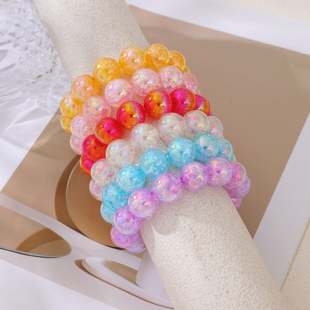 Sweet Iridescent Crackle Resin Bracelet Stack