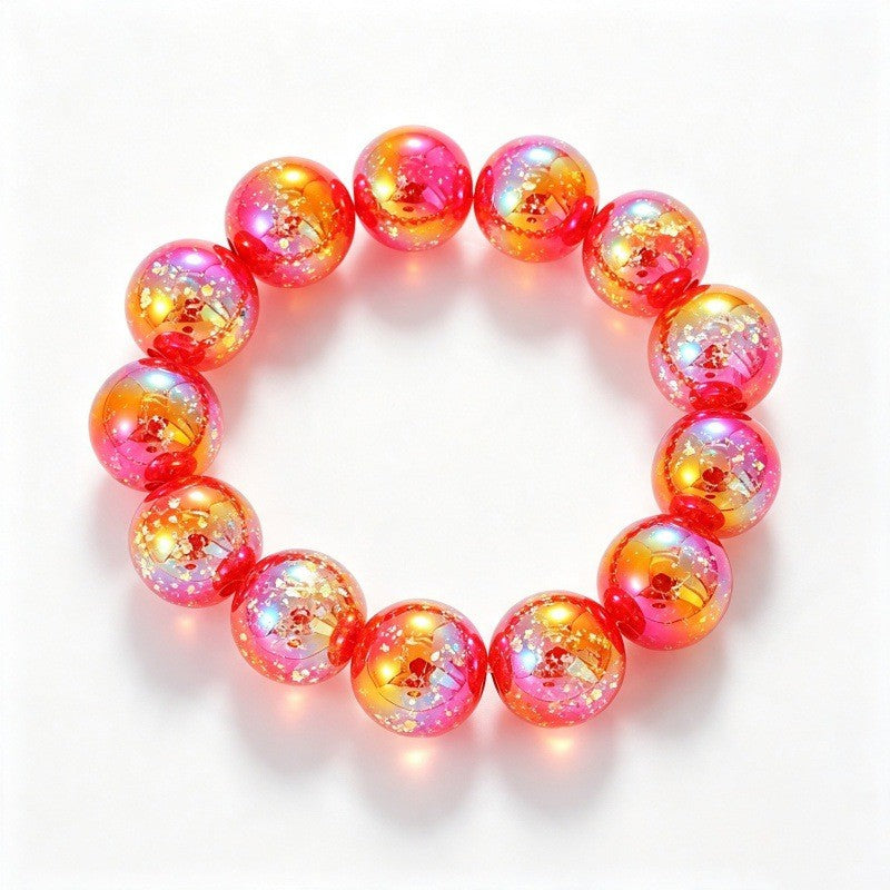 Sweet Iridescent Crackle Resin Bracelet Stack