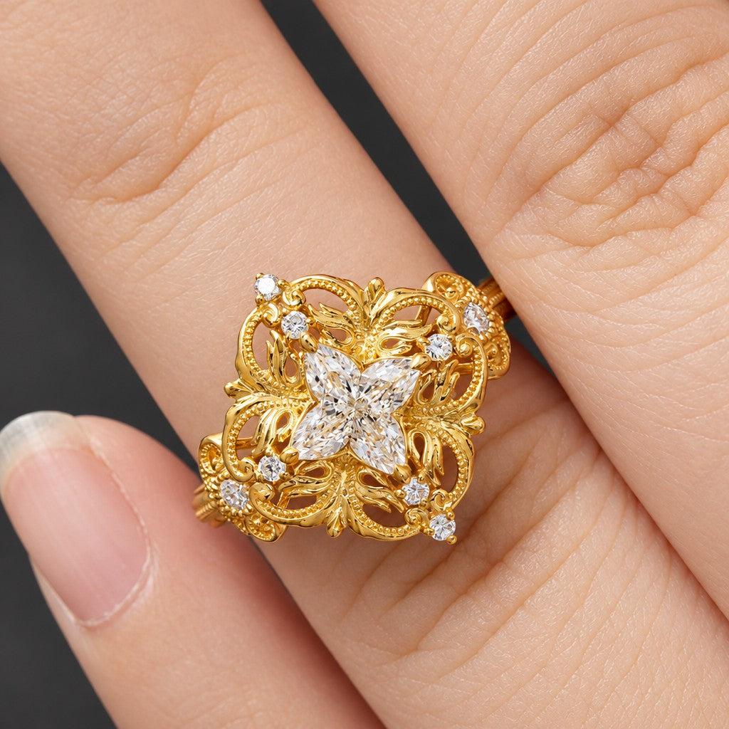 Romantic Vintage Filigree Star Ring