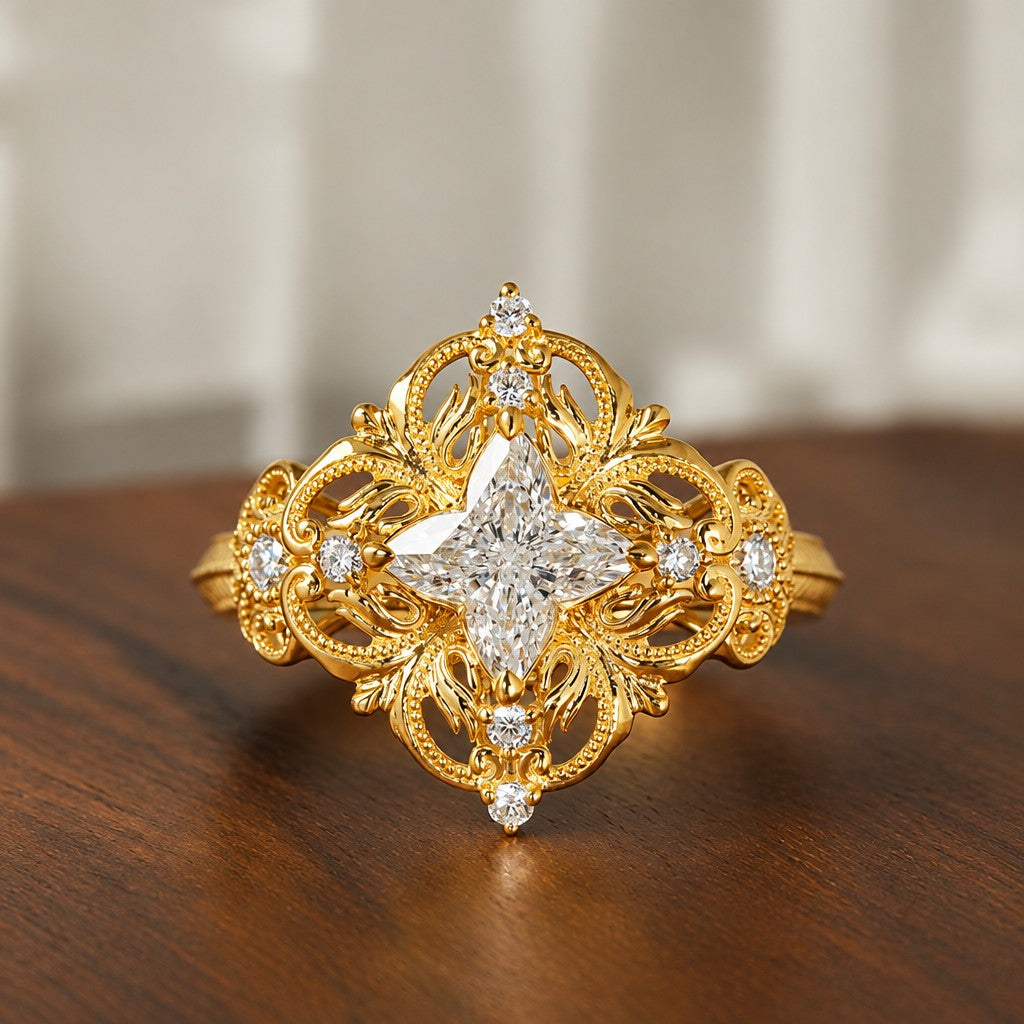 Romantic Vintage Filigree Star Ring