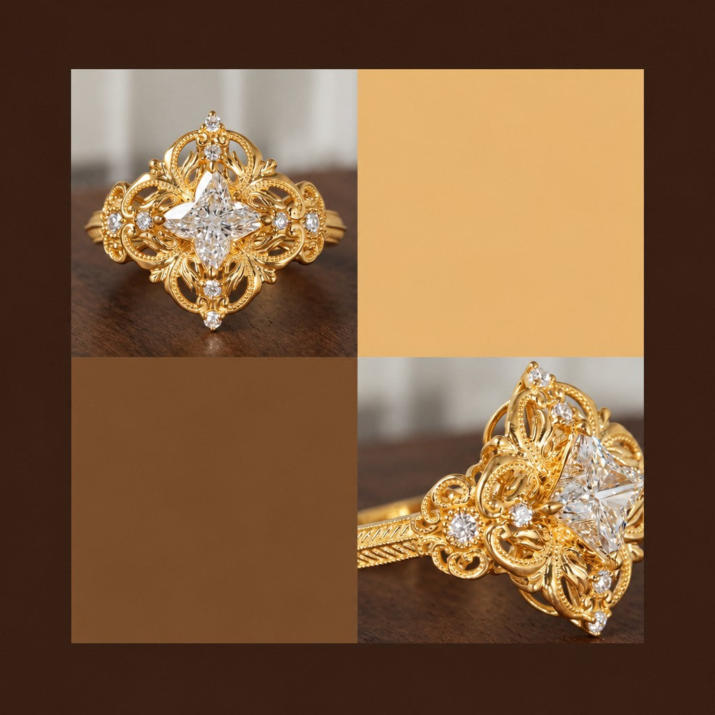 Romantic Vintage Filigree Star Ring