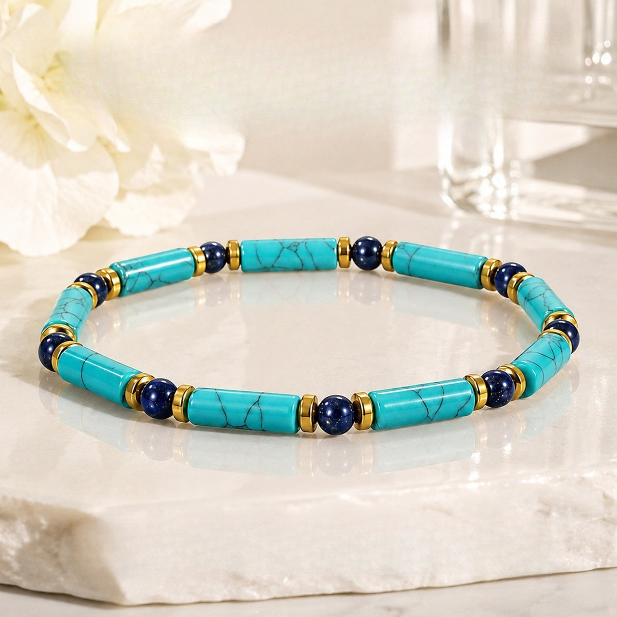Boho Turquoise Tube Beaded Bracelet
