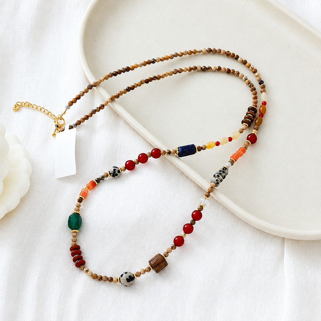 Boho Mixed Stone Bead Necklace