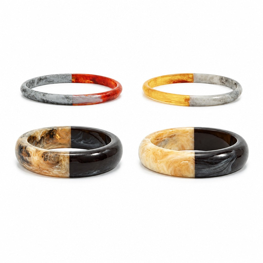 Classy Spliced Marble Resin Bangle Set