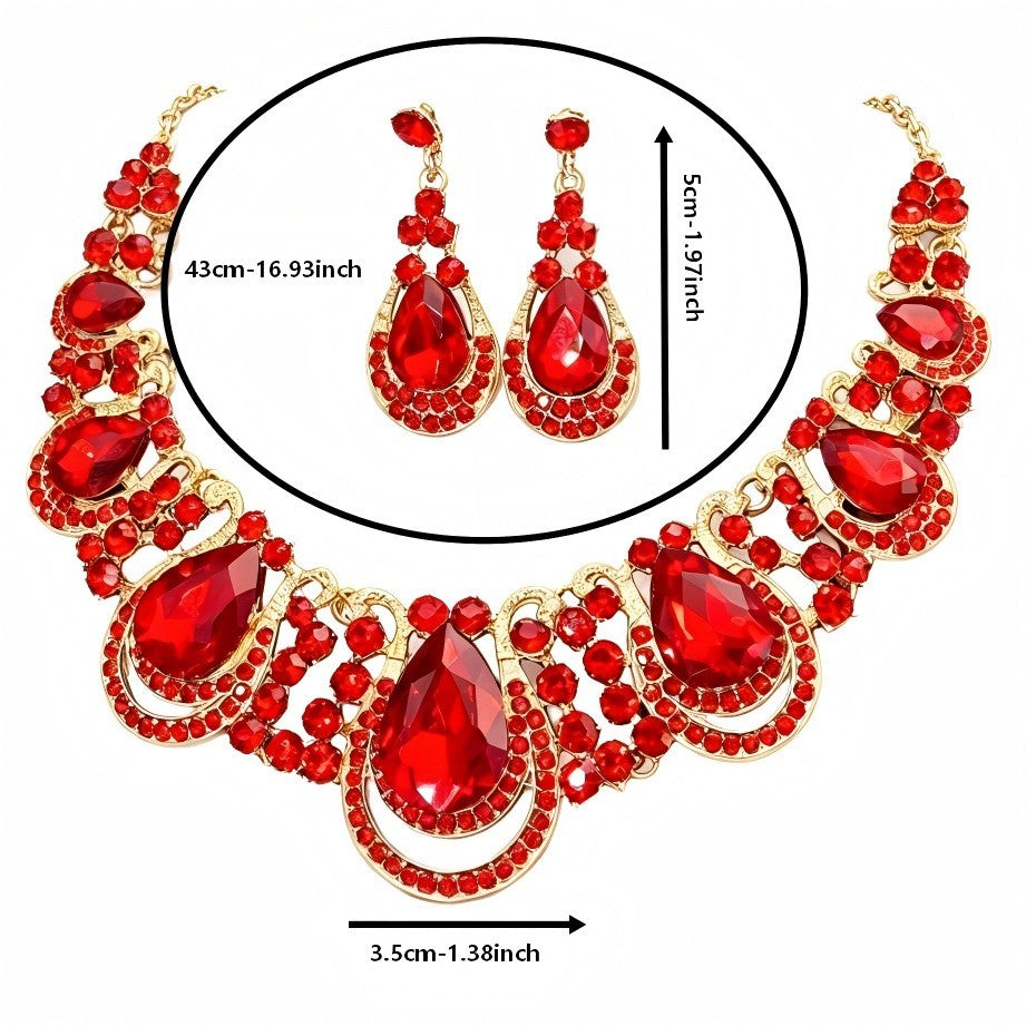 Classy Blue Teardrop Necklace & Earring Set