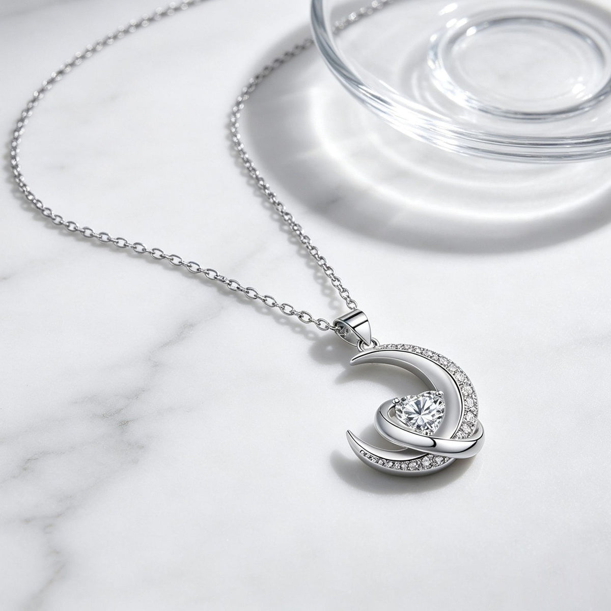 Elegant Intertwined Crescent Pendant Necklace