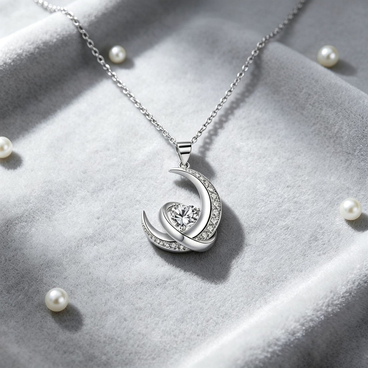 Elegant Intertwined Crescent Pendant Necklace