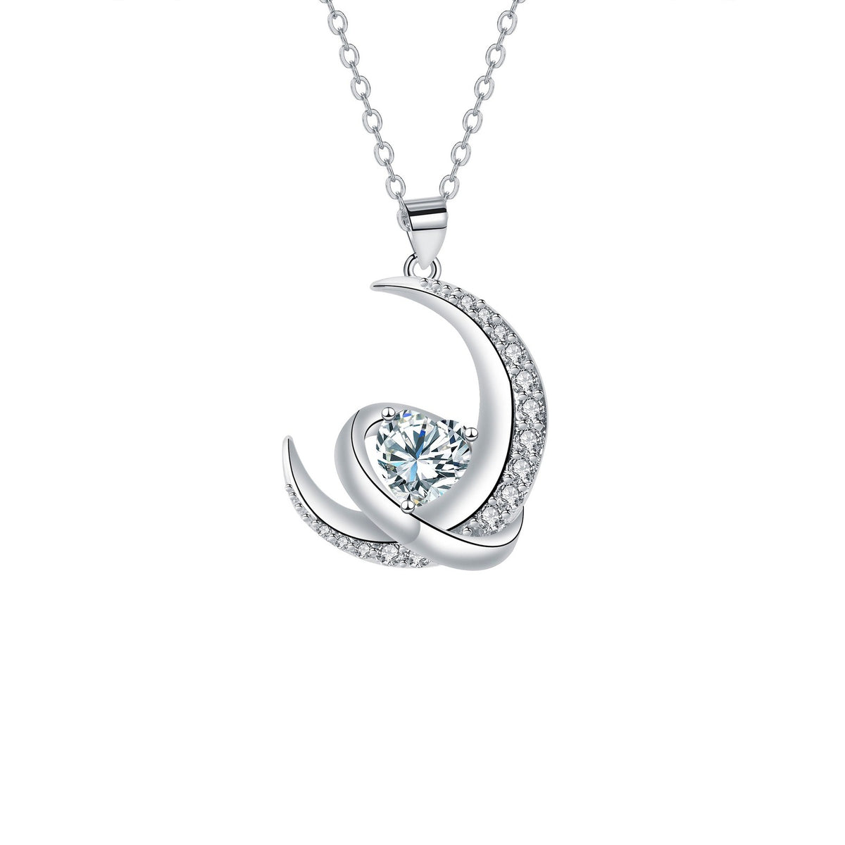 Elegant Intertwined Crescent Pendant Necklace
