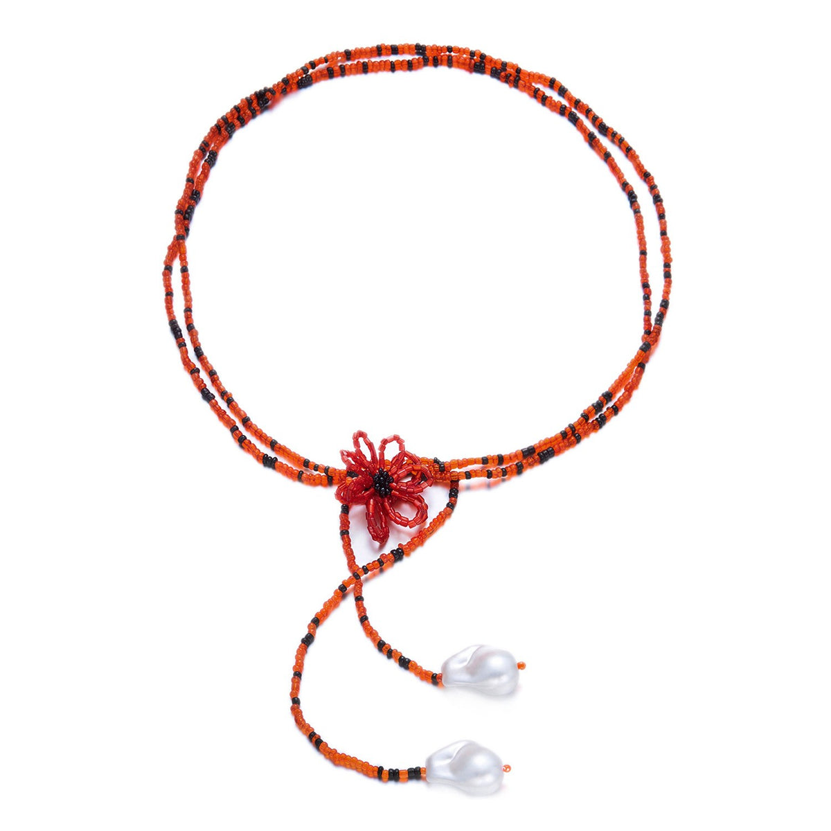 Boho Beaded Flower Tassel Choker Necklace