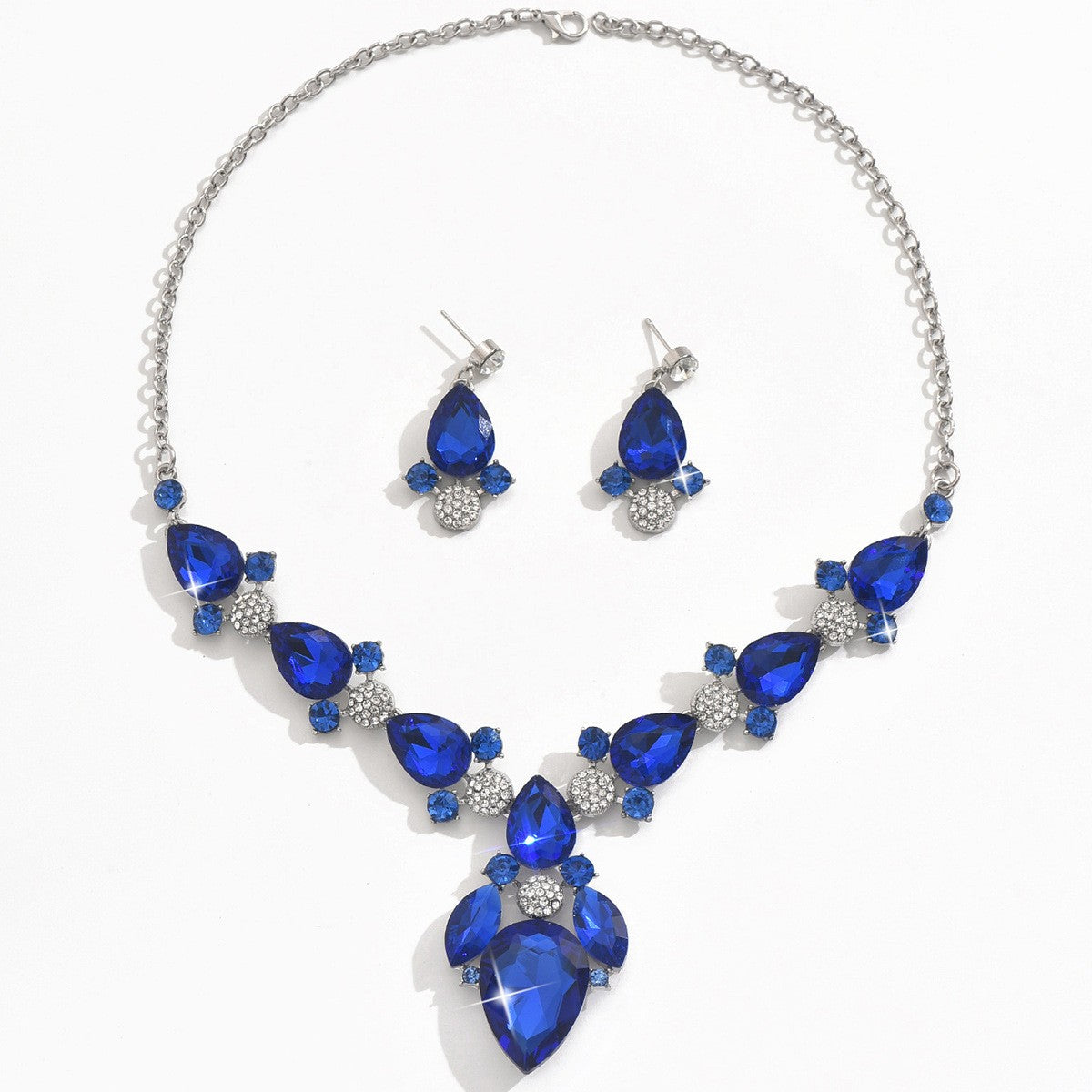 Classy Emerald Teardrop Necklace & Earring Set