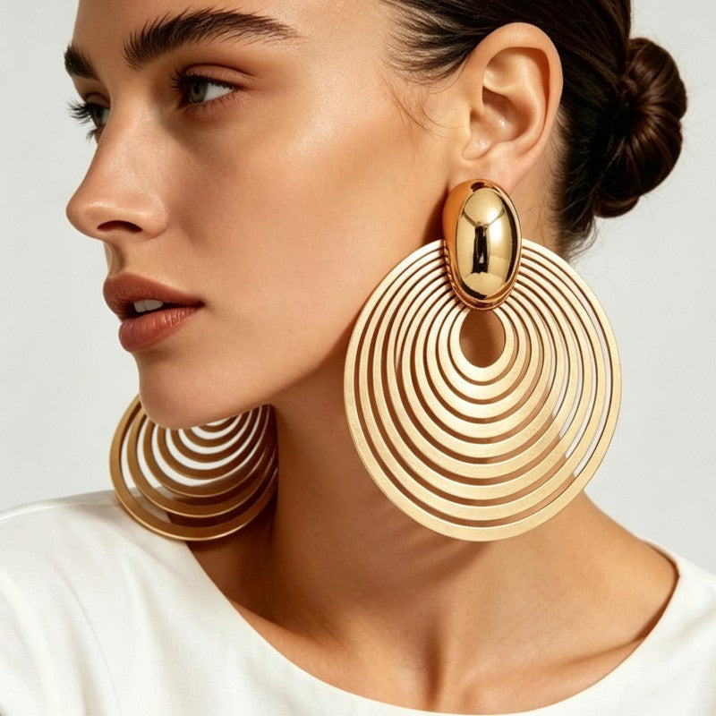 Classy Geometric Concentric Circle Earrings
