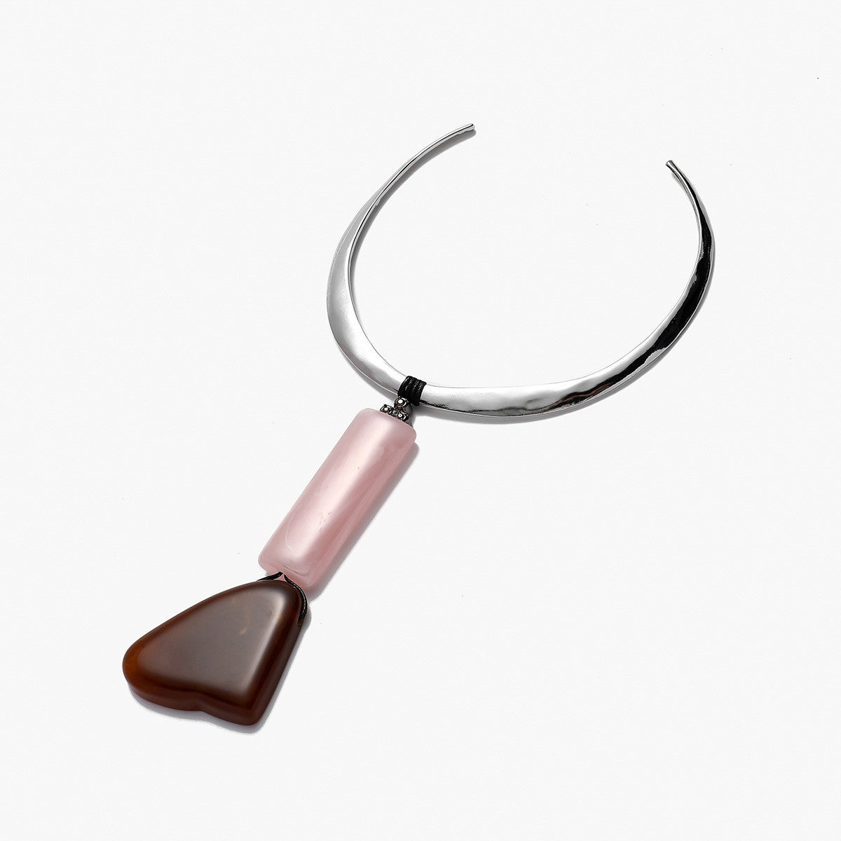 Classy Pink Geometric Resin Collar Necklace
