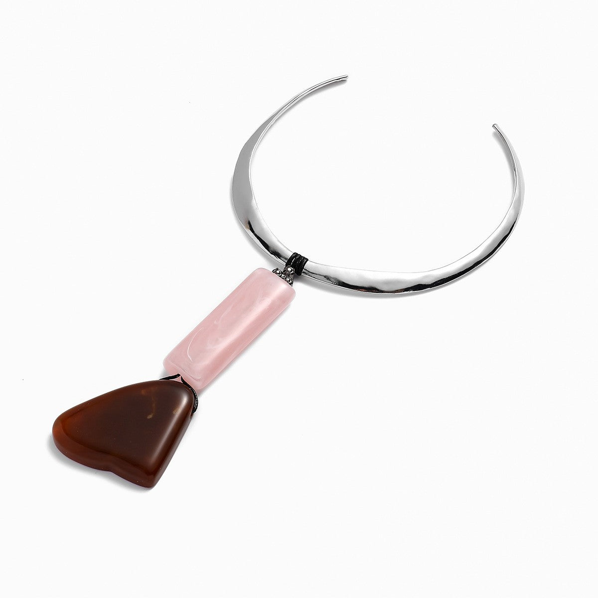 Classy Pink Geometric Resin Collar Necklace