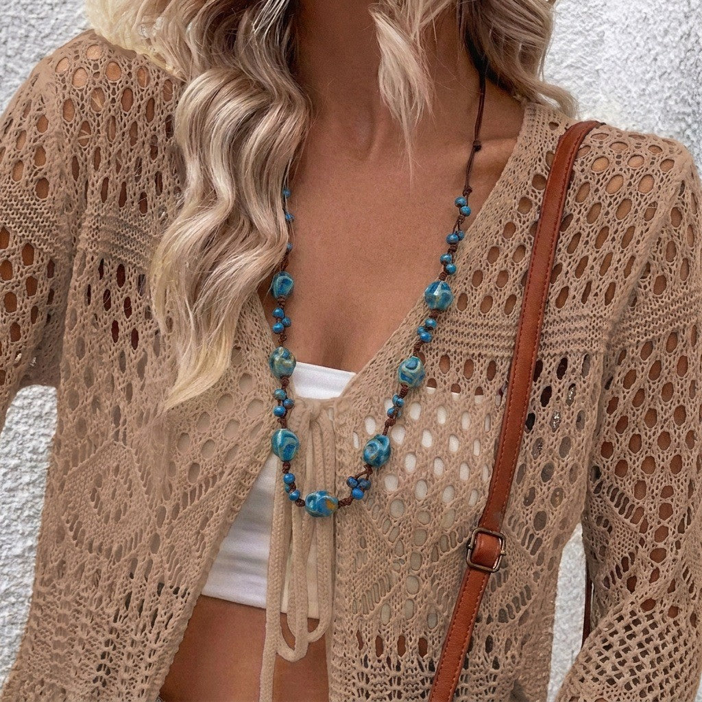 Boho Vintage Turquoise Charm Necklace