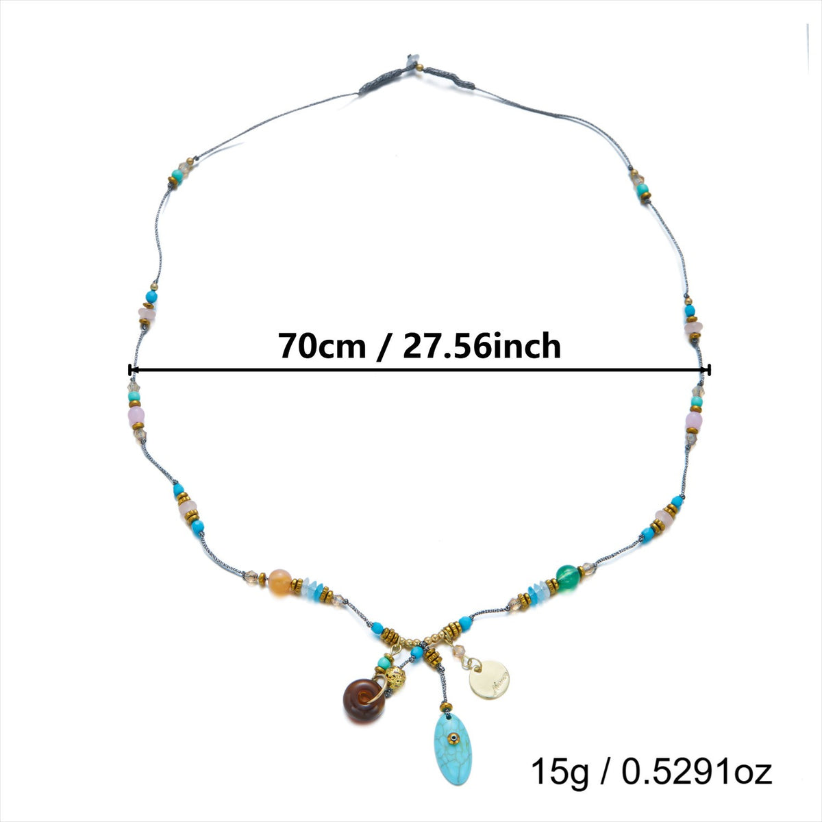 Boho Vintage Turquoise Charm Necklace